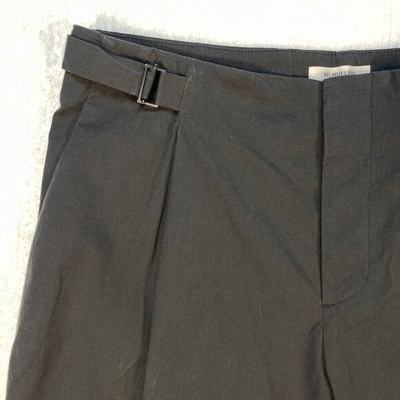 Helmut Lang Black Relaxed Cotton Pleated Soft Poplin Chino Shorts Size 6 - Picture 2 of 9
